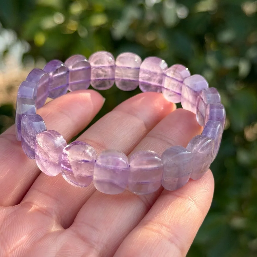 Stretchable dainty natural purple amethyst soft bangle 1181‎